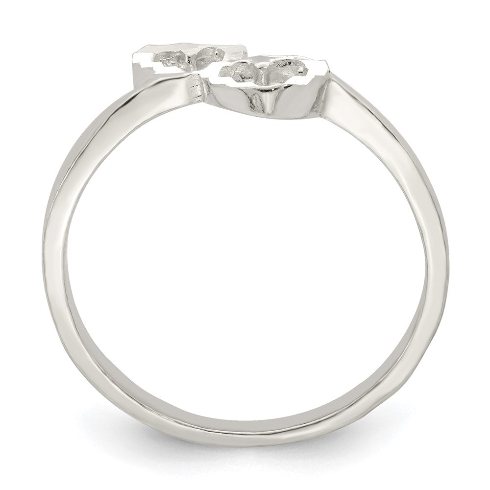 Sterling Silver Diamond Cut Heart Ring (Size 7 Only)