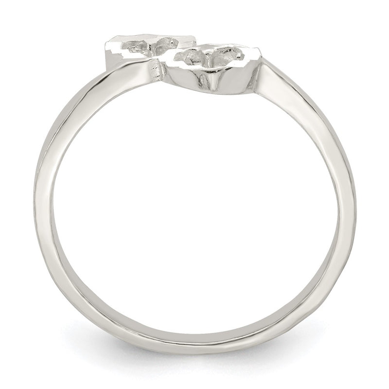 Sterling Silver Diamond Cut Heart Ring (Size 7 Only)