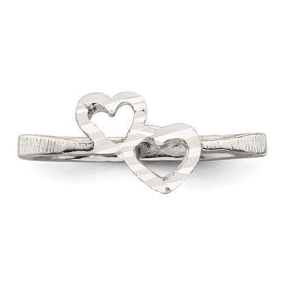 Sterling Silver Diamond Cut Heart Ring (Size 7 Only)