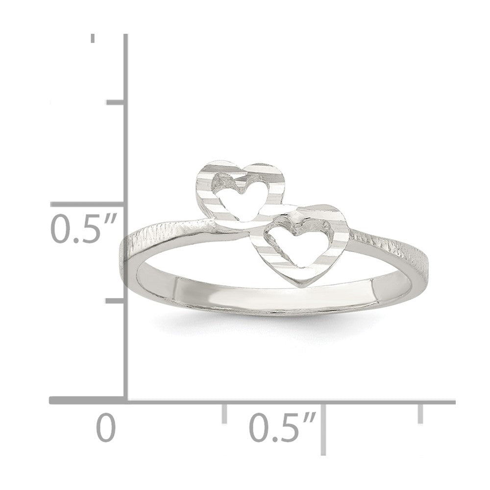 Sterling Silver Diamond Cut Heart Ring (Size 7 Only)