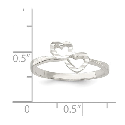 Sterling Silver Diamond Cut Heart Ring (Size 7 Only)
