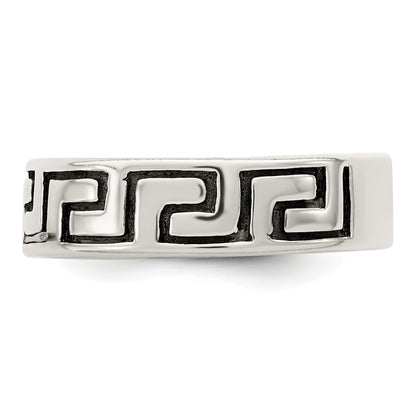 Sterling Silver Antiqued Greek Key Ring