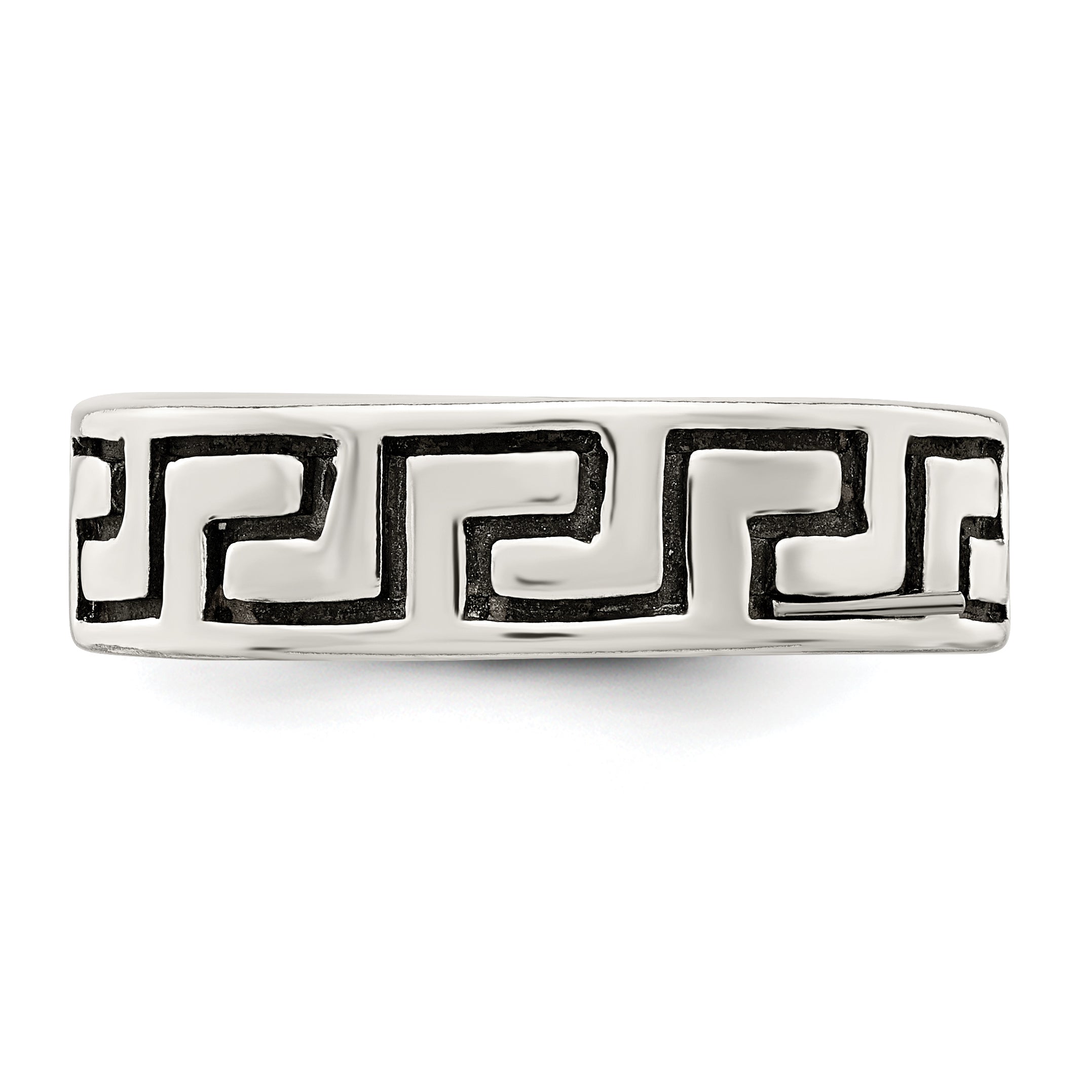 Sterling Silver Antiqued Greek Key Ring