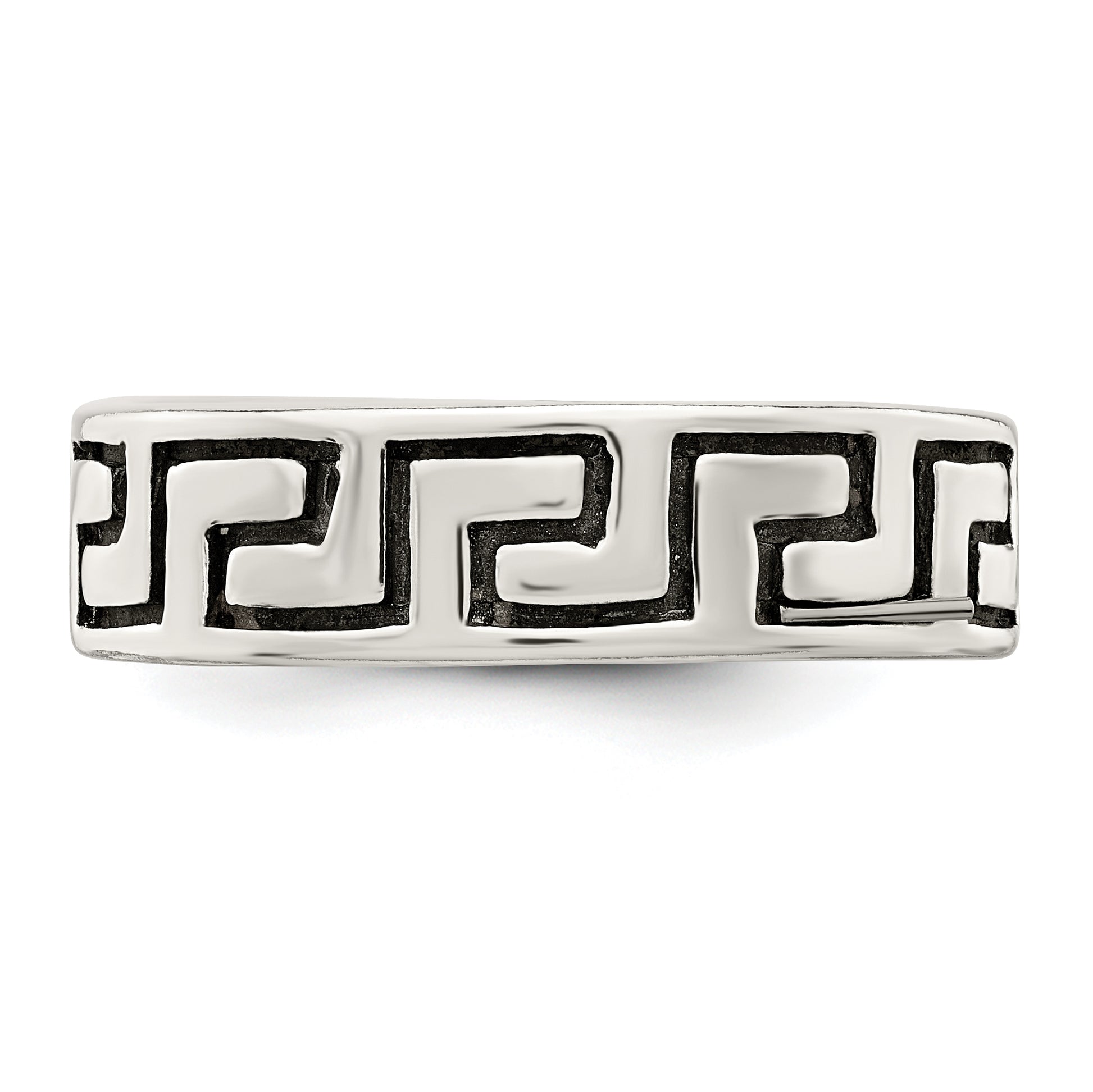 Sterling Silver Antiqued Greek Key Ring