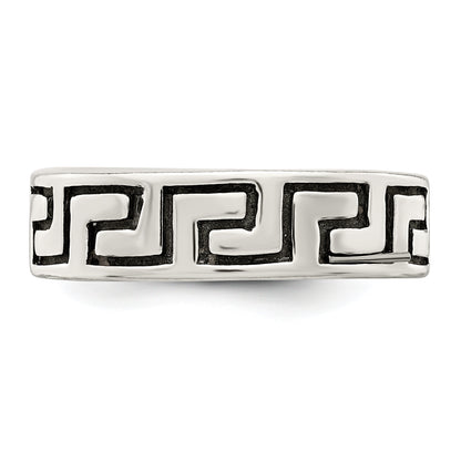 Sterling Silver Antiqued Greek Key Ring