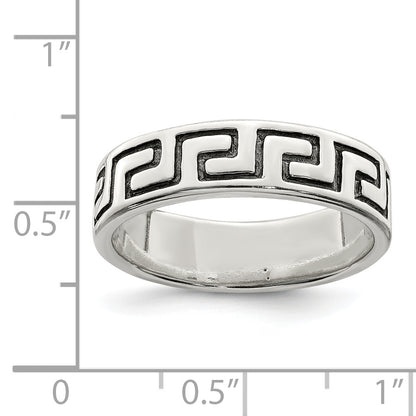 Sterling Silver Antiqued Greek Key Ring