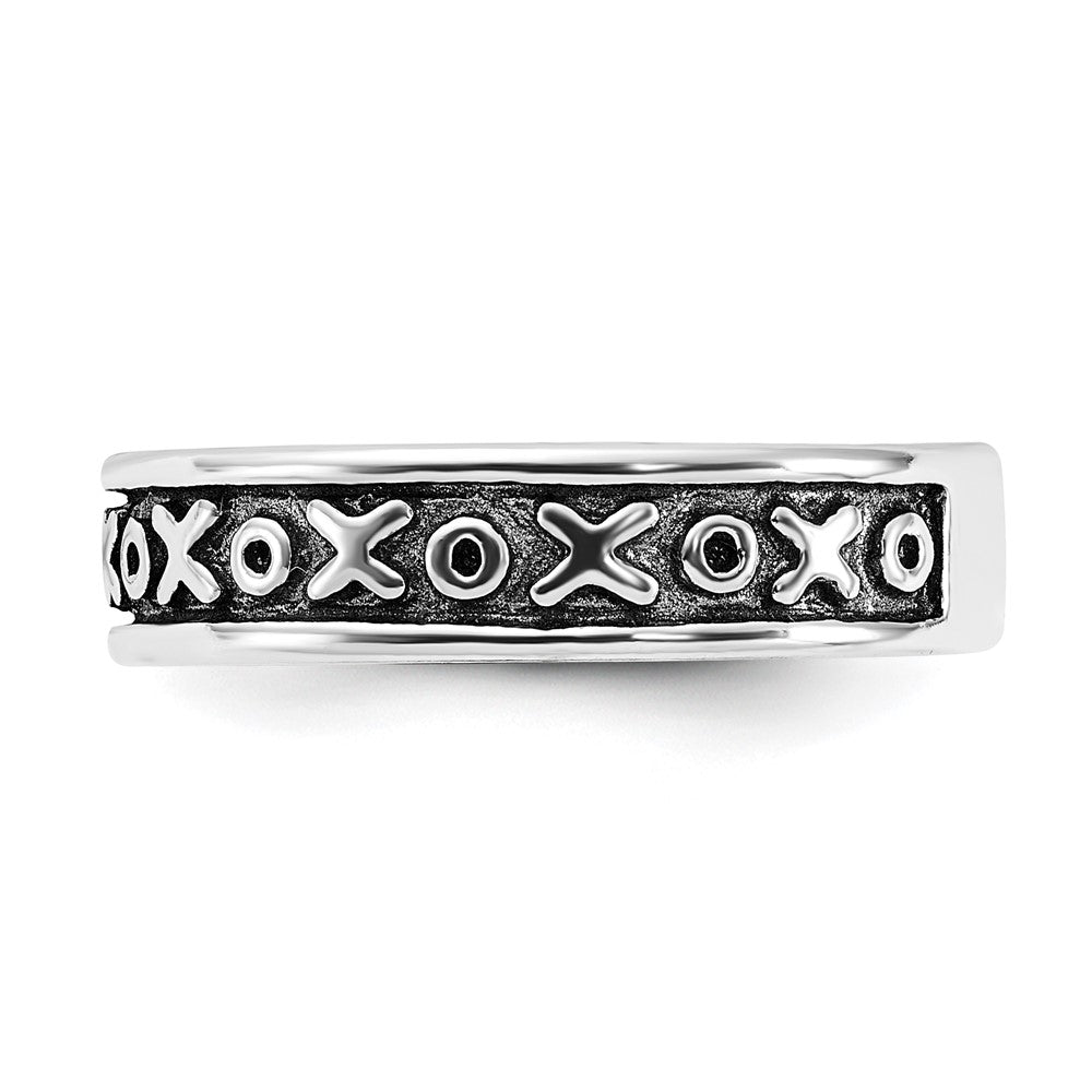 Sterling Silver Polished & Antiqued X O Ring