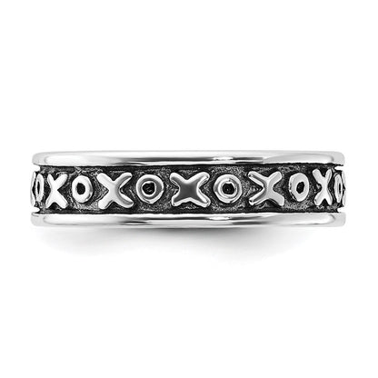 Sterling Silver Polished & Antiqued X O Ring
