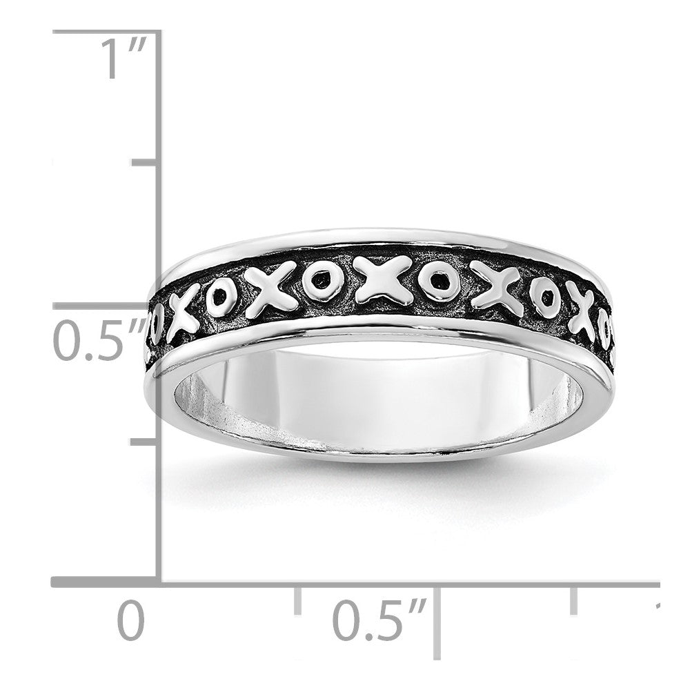 Sterling Silver Polished & Antiqued X O Ring
