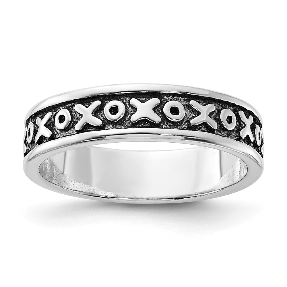 Sterling Silver Polished & Antiqued X O Ring