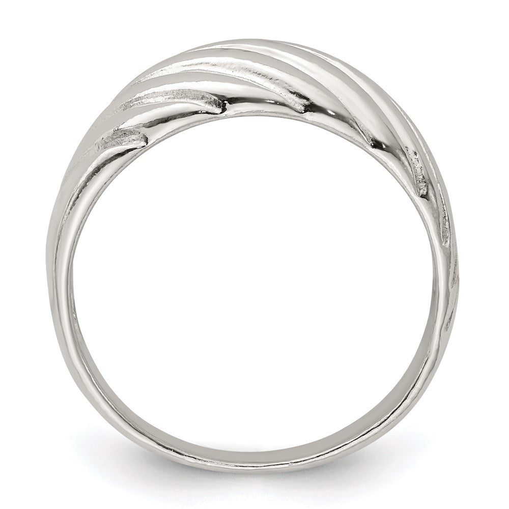 Sterling Silver Solid Fancy Ribbed Ring (Size 7 Only)