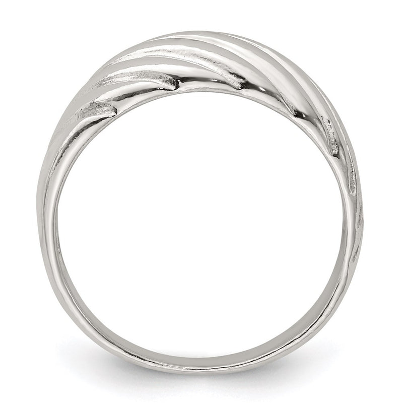 Sterling Silver Solid Fancy Ribbed Ring (Size 7 Only)