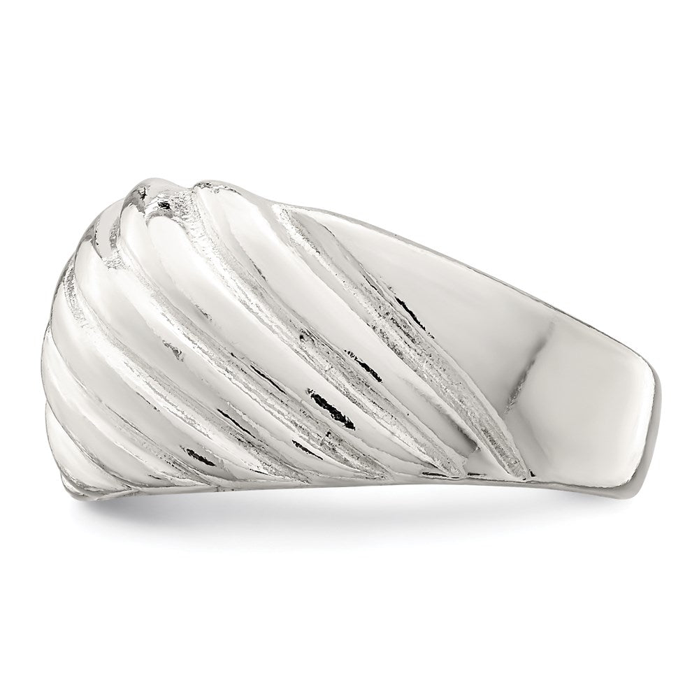 Sterling Silver Solid Fancy Ribbed Ring (Size 7 Only)