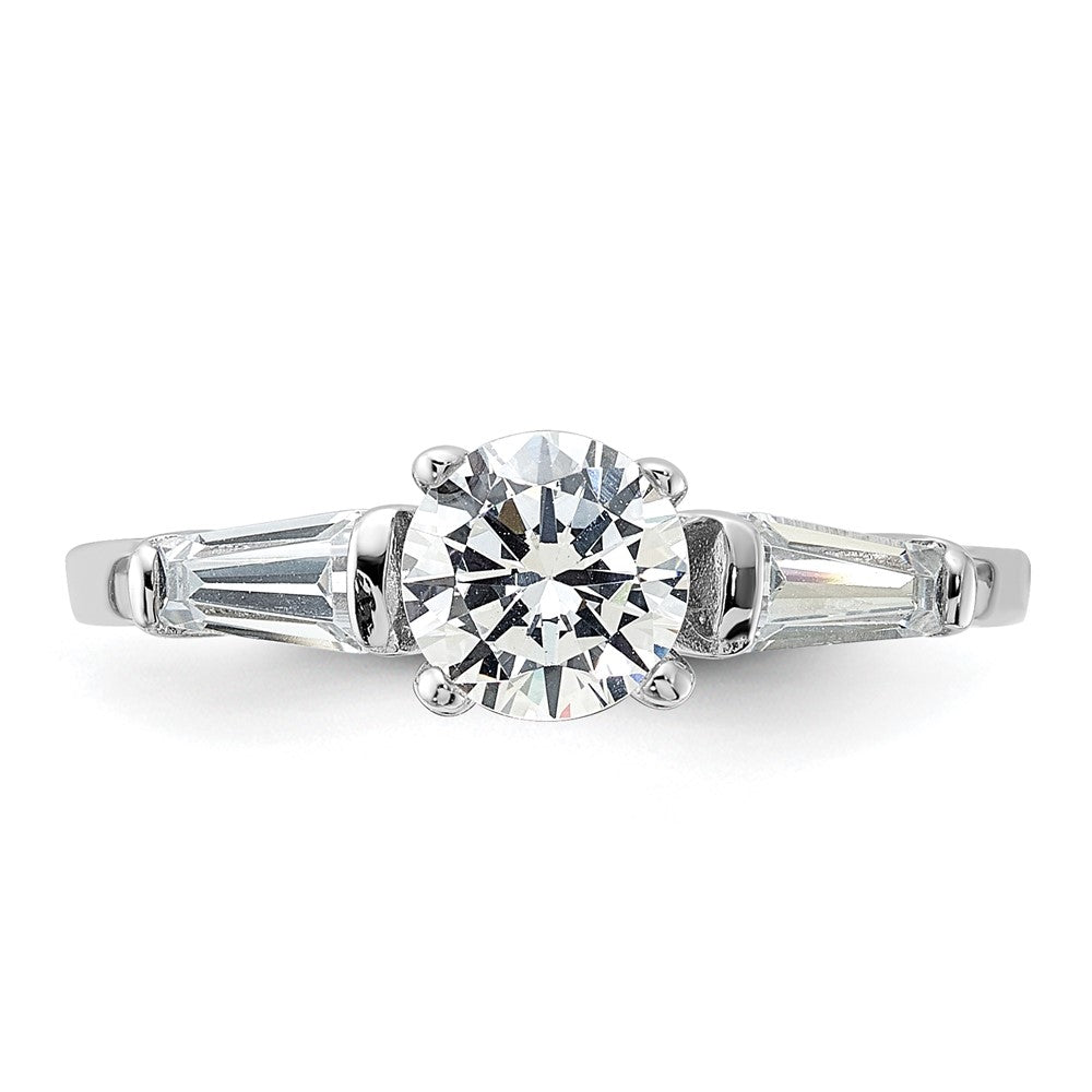 Sterling Silver Rhodium Plated Cz Ring (Size 7 Only)