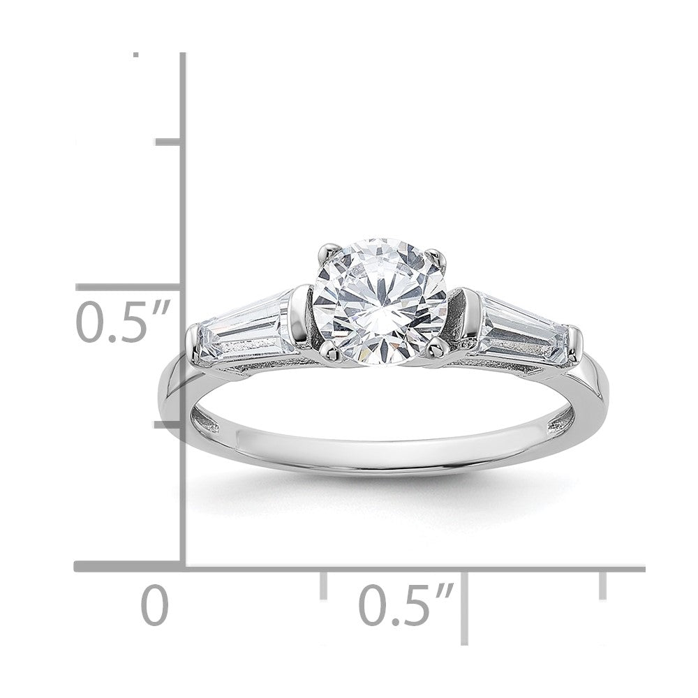 Sterling Silver Rhodium Plated Cz Ring (Size 7 Only)