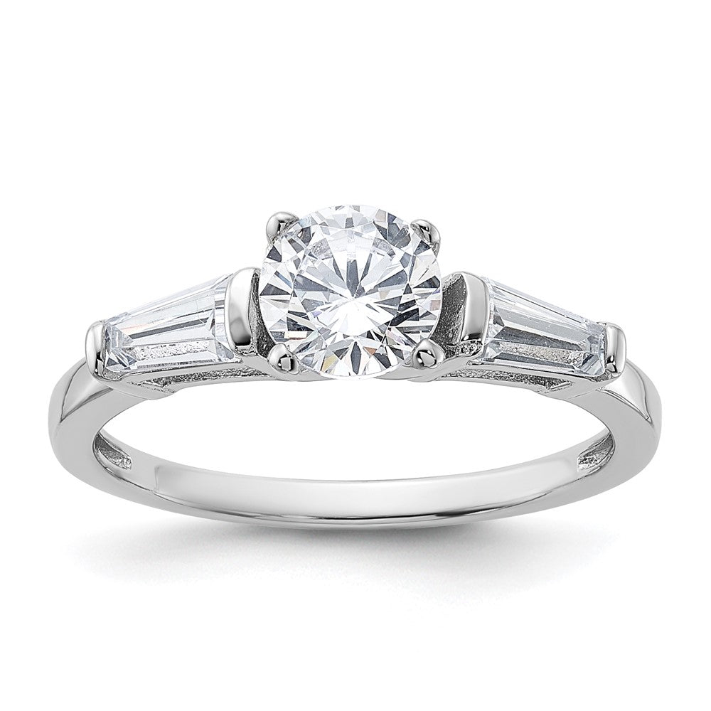 Sterling Silver Rhodium Plated Cz Ring (Size 7 Only)