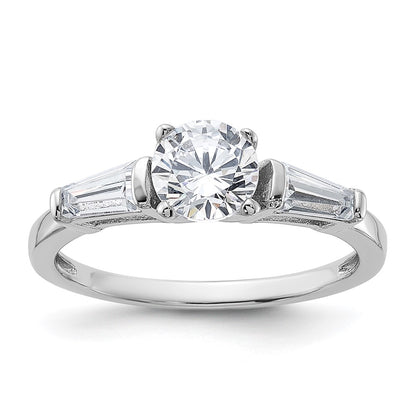Sterling Silver Rhodium Plated Cz Ring (Size 7 Only)