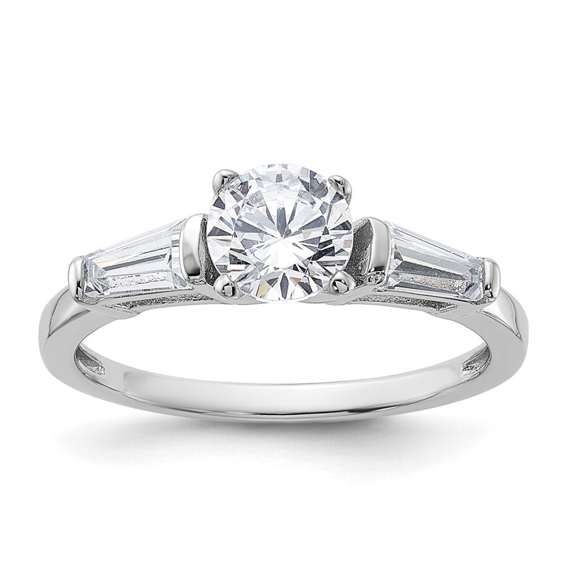 Sterling Silver Rhodium Plated Cz Ring (Size 7 Only)