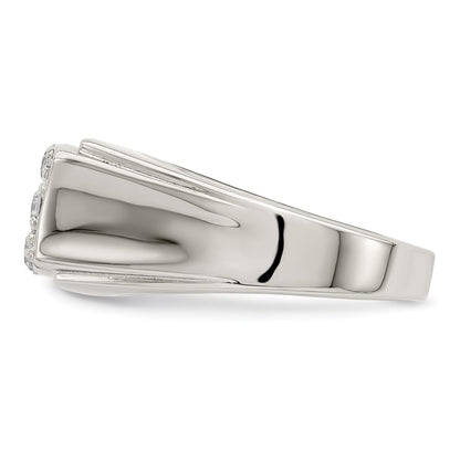 Sterling Silver Rhodium Plated Men'S Cz Ring