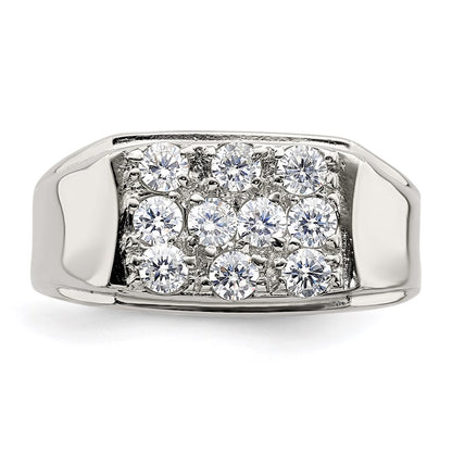 Sterling Silver Rhodium Plated Men'S Cz Ring