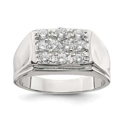 Sterling Silver Rhodium Plated Men'S Cz Ring