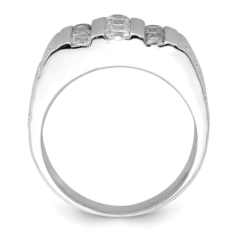 Sterling Silver Rhodium Plated Men'S Cz Ring