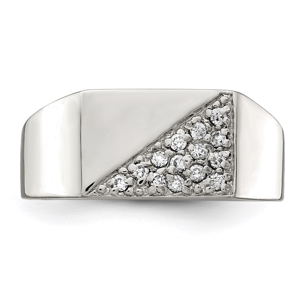 Sterling Silver Rhodium Plated Men'S Cz Fashion Ring