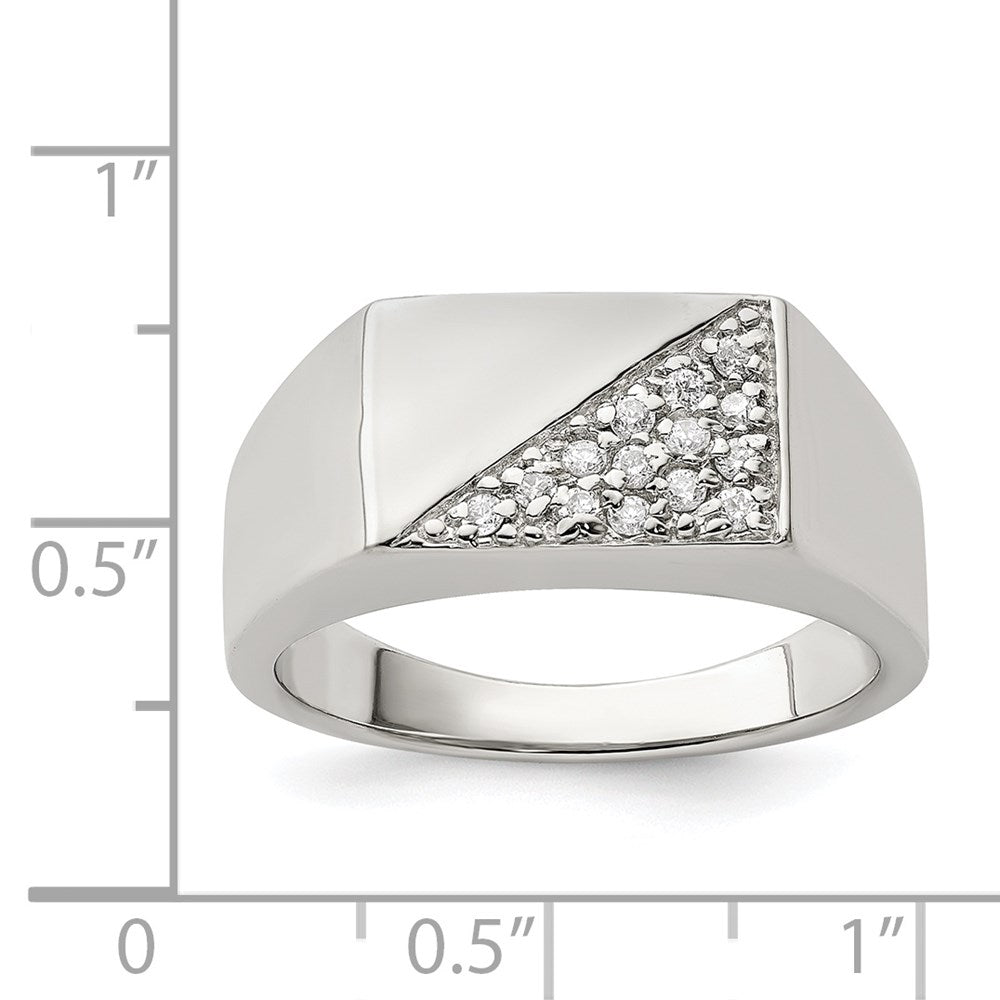 Sterling Silver Rhodium Plated Men'S Cz Fashion Ring