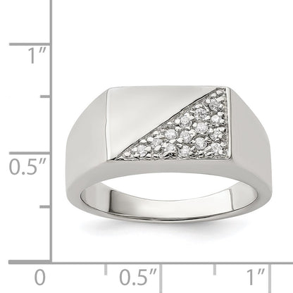 Sterling Silver Rhodium Plated Men'S Cz Fashion Ring