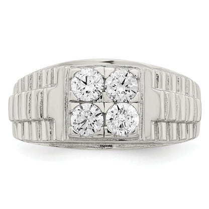 Sterling Silver Rhodium Plated Cz Fashion Ring