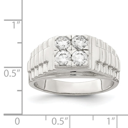 Sterling Silver Rhodium Plated Cz Fashion Ring