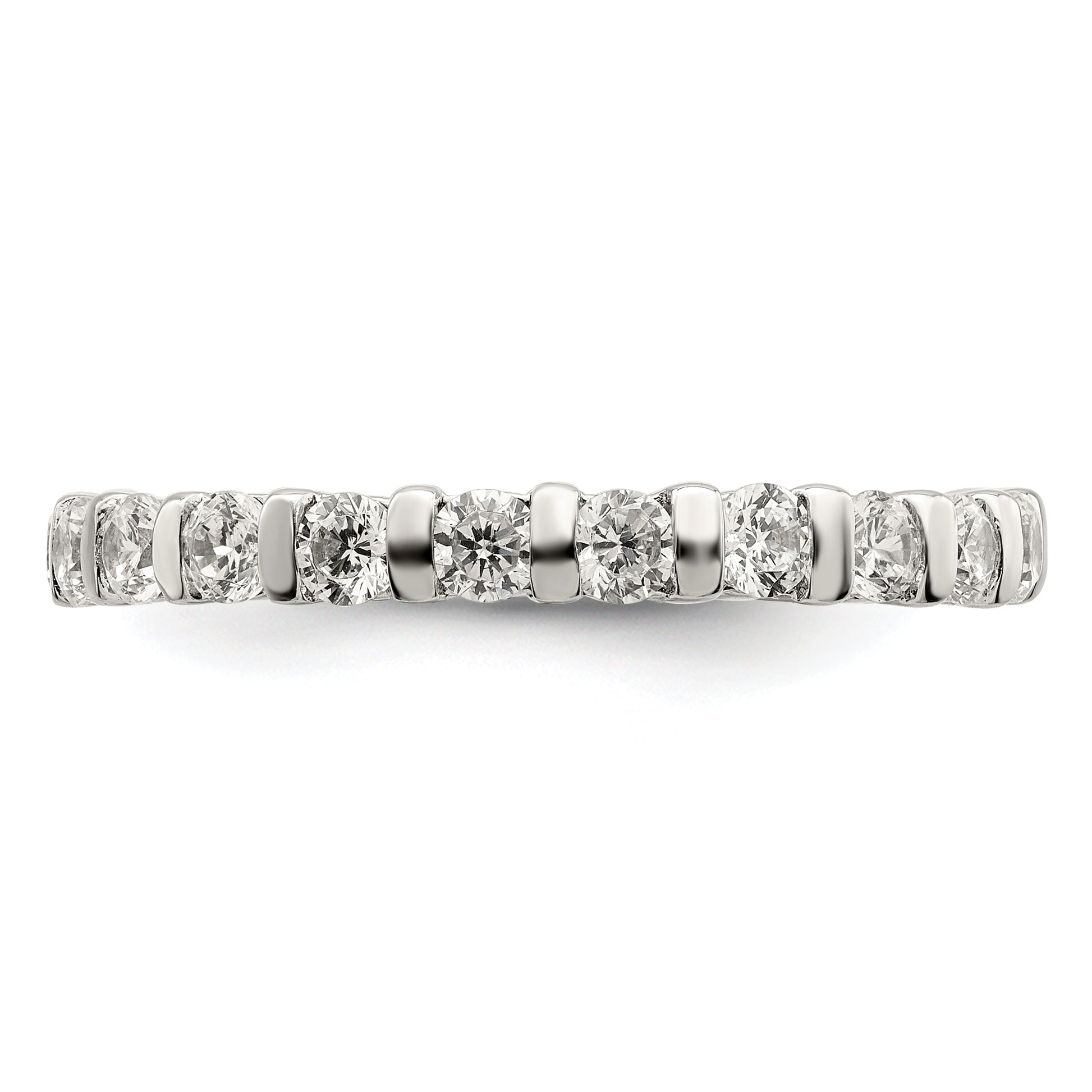 Sterling Silver Rhodium Plated Cz Band