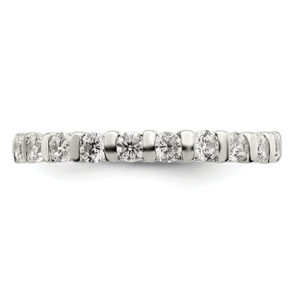 Sterling Silver Rhodium Plated Cz Band