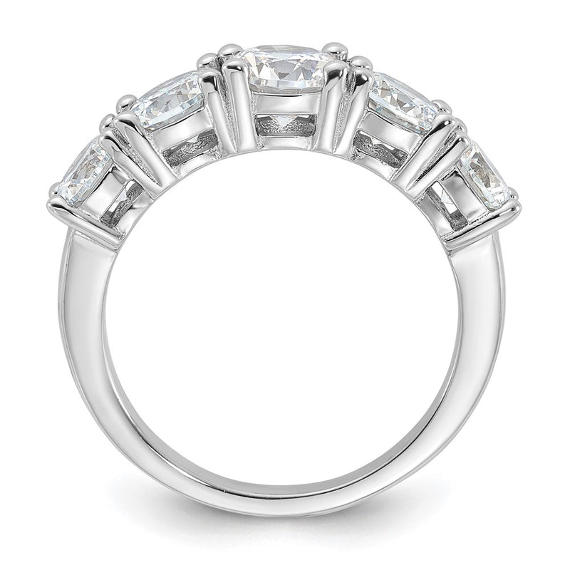 Sterling Silver Rhodium Plated Cz 5 Stone Ring