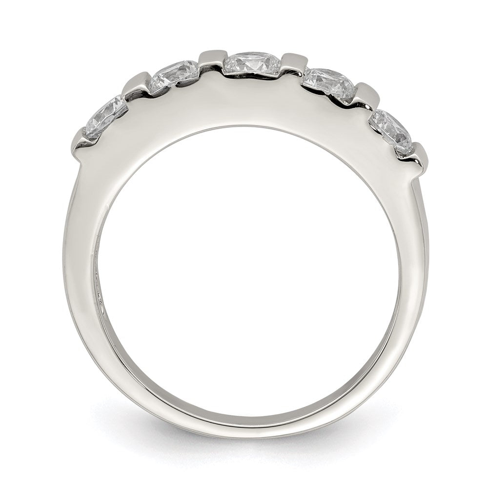 Sterling Silver Rhodium Plated Cz 5 Stone Ring