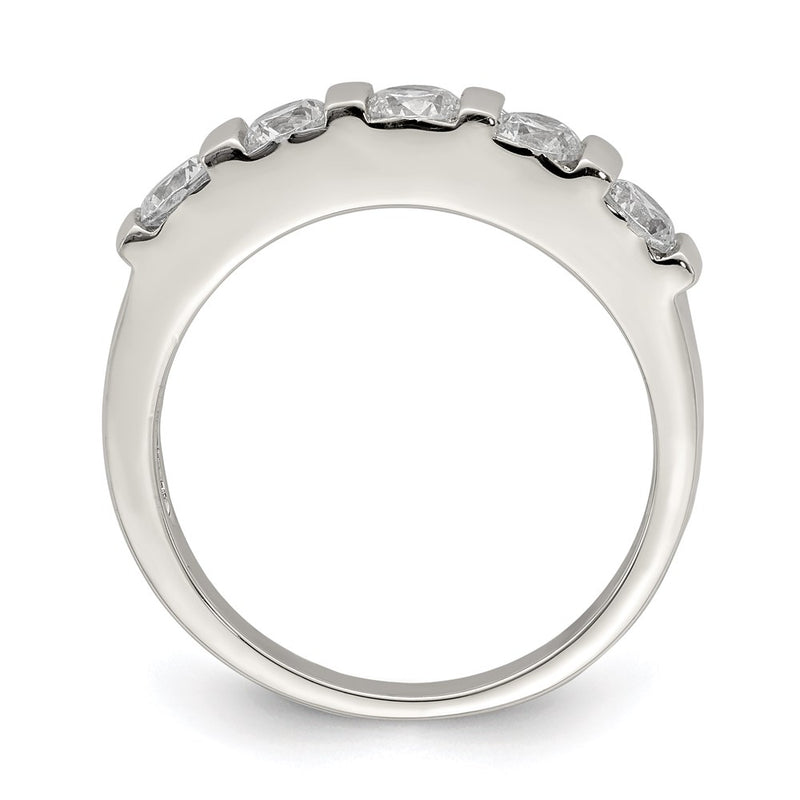 Sterling Silver Rhodium Plated Cz 5 Stone Ring