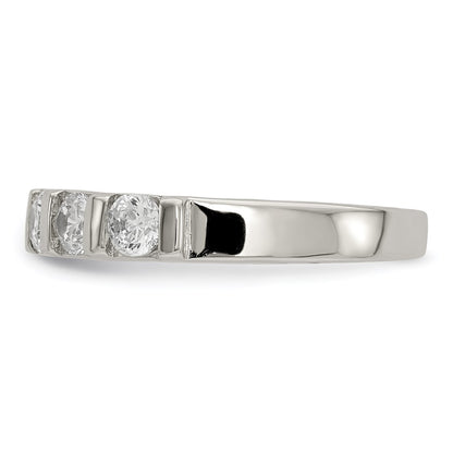 Sterling Silver Rhodium Plated Cz 5 Stone Ring