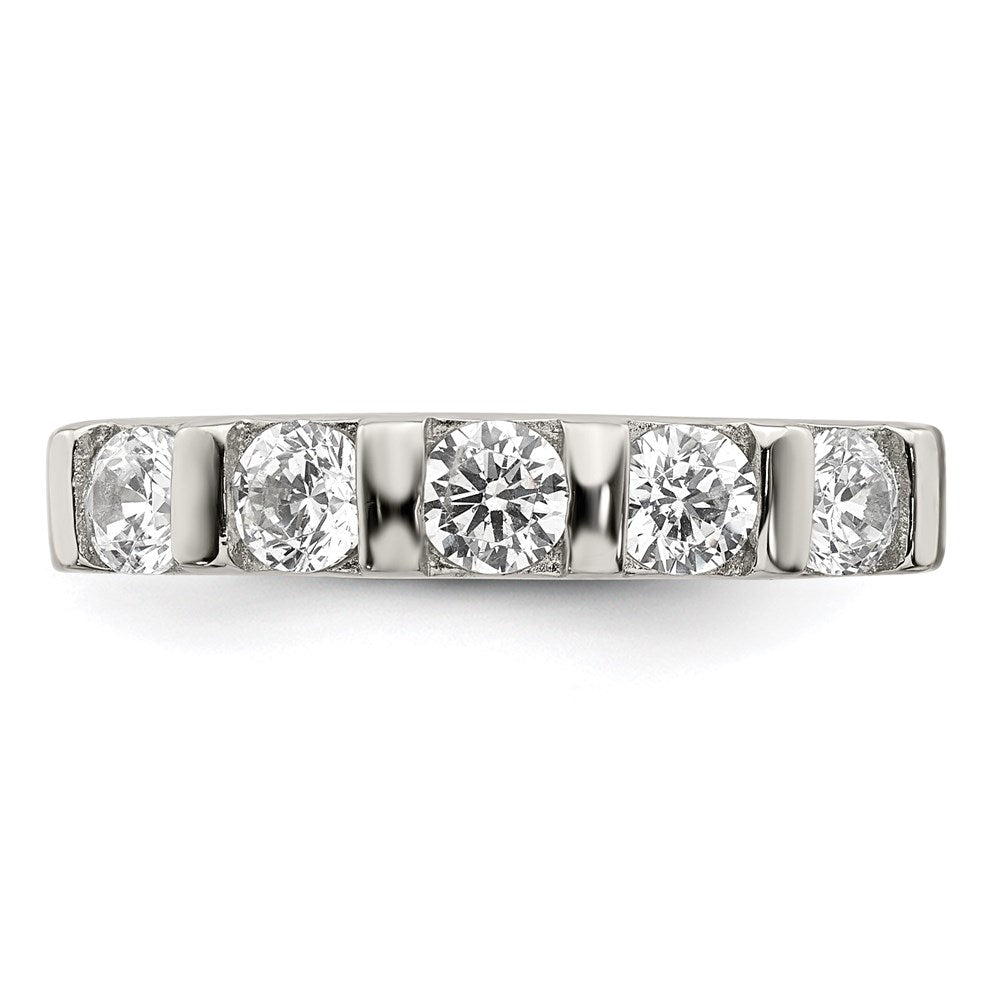 Sterling Silver Rhodium Plated Cz 5 Stone Ring