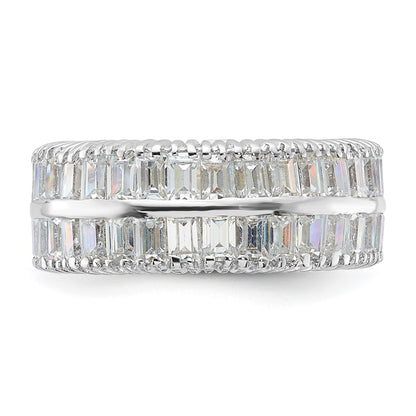 Sterling Silver Cz Double Band Ring