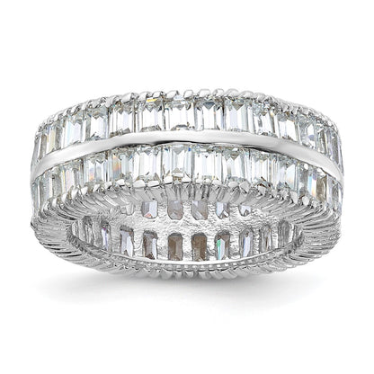 Sterling Silver Cz Double Band Ring