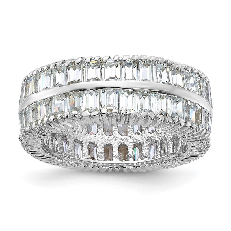 Sterling Silver Cz Double Band Ring