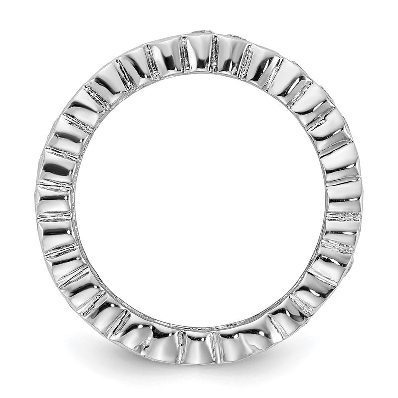 Sterling Silver Cz Double Band Ring (Size 6 Only)
