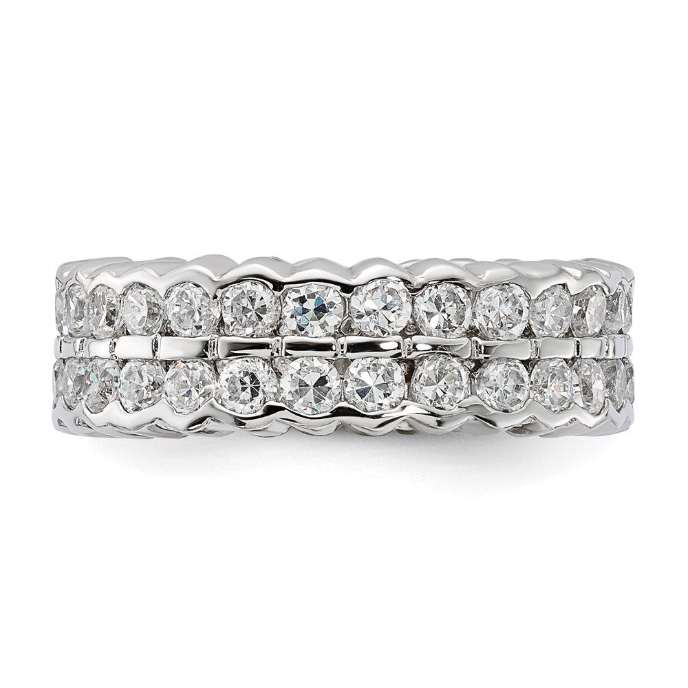 Sterling Silver Cz Double Band Ring (Size 6 Only)
