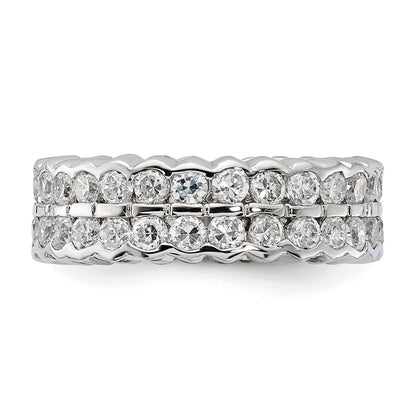 Sterling Silver Cz Double Band Ring (Size 6 Only)