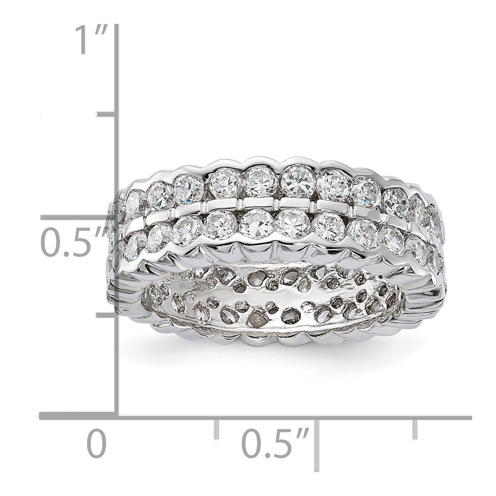 Sterling Silver Cz Double Band Ring (Size 6 Only)