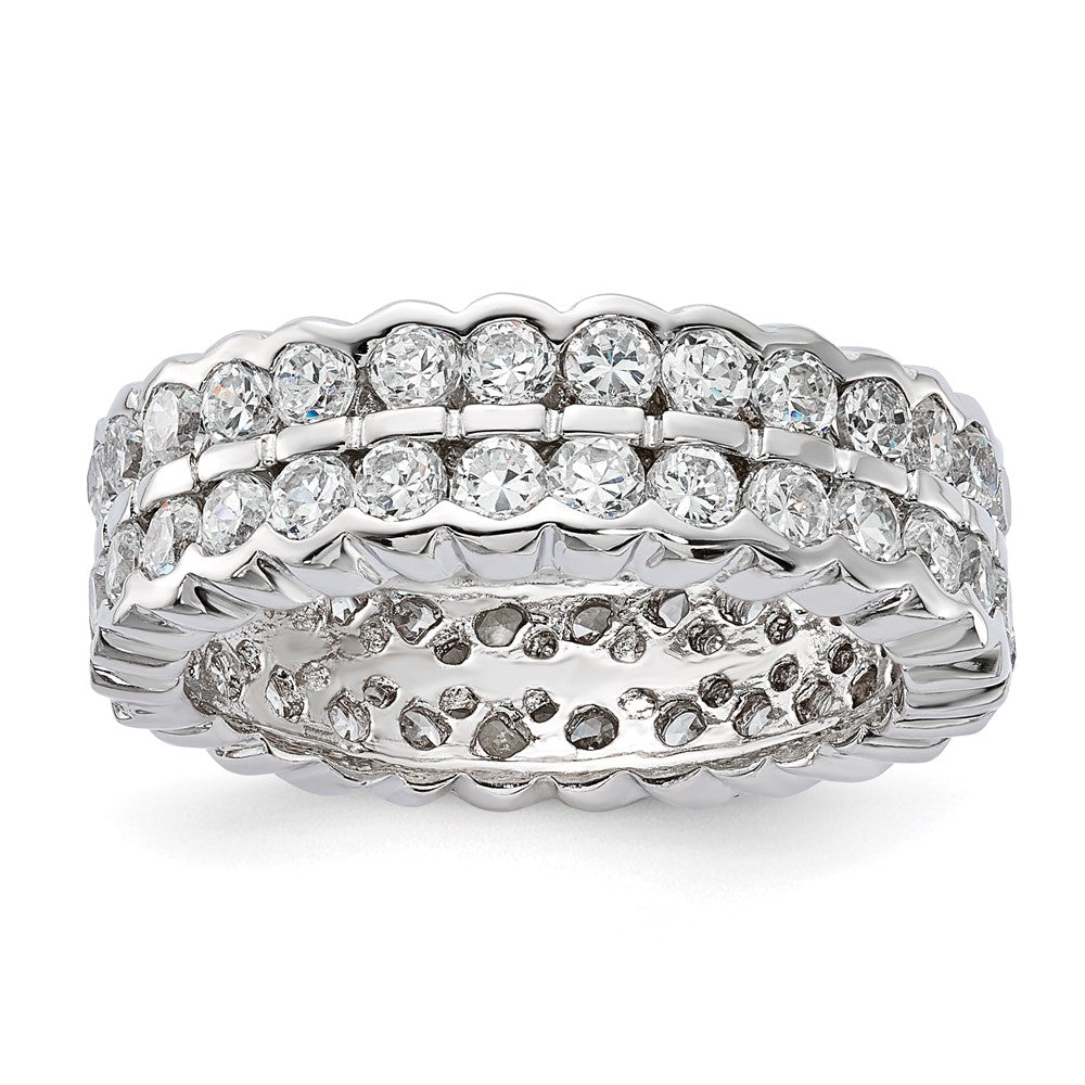 Sterling Silver Cz Double Band Ring (Size 6 Only)