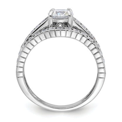 Sterling Silver Rhodium Plated 2 Piece Cz Size 6 Wedding Set Ring