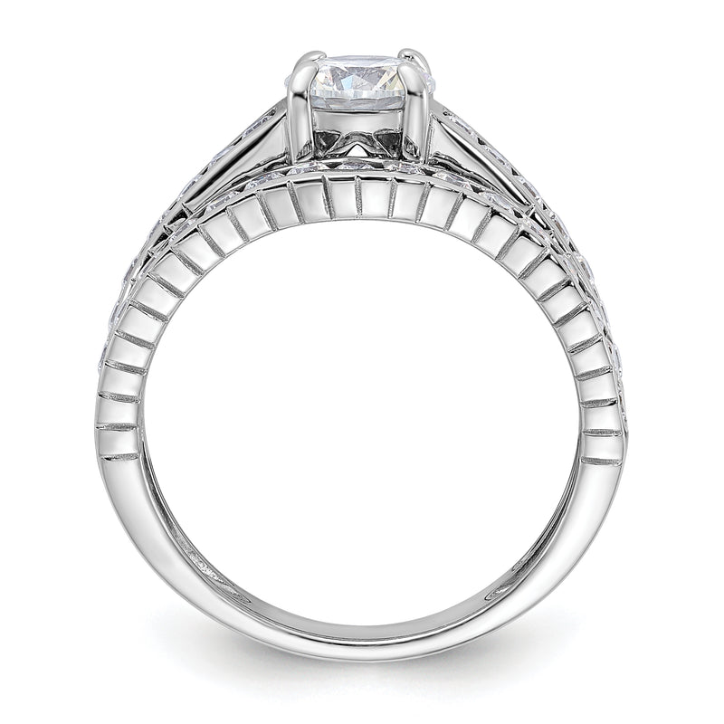 Sterling Silver Rhodium Plated 2 Piece Cz Size 6 Wedding Set Ring