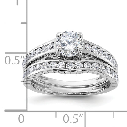 Sterling Silver Rhodium Plated 2 Piece Cz Size 6 Wedding Set Ring