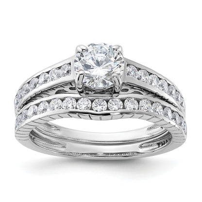 Sterling Silver Rhodium Plated 2 Piece Cz Size 6 Wedding Set Ring